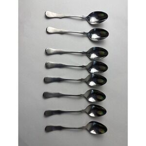 Vintage Set of 8 Oxford Hall Stainless Japan Demitasse Silverware 4.5" Spoons